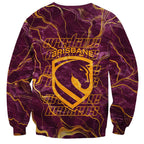 Brisbane Broncos Sweatshirt Gold Marble Pattern With Vibrant Topography Lines