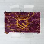 Brisbane Broncos Tablecloth Gold Marble Pattern With Vibrant Topography Lines