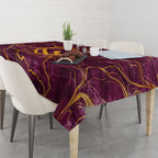 Brisbane Broncos Tablecloth Gold Marble Pattern With Vibrant Topography Lines
