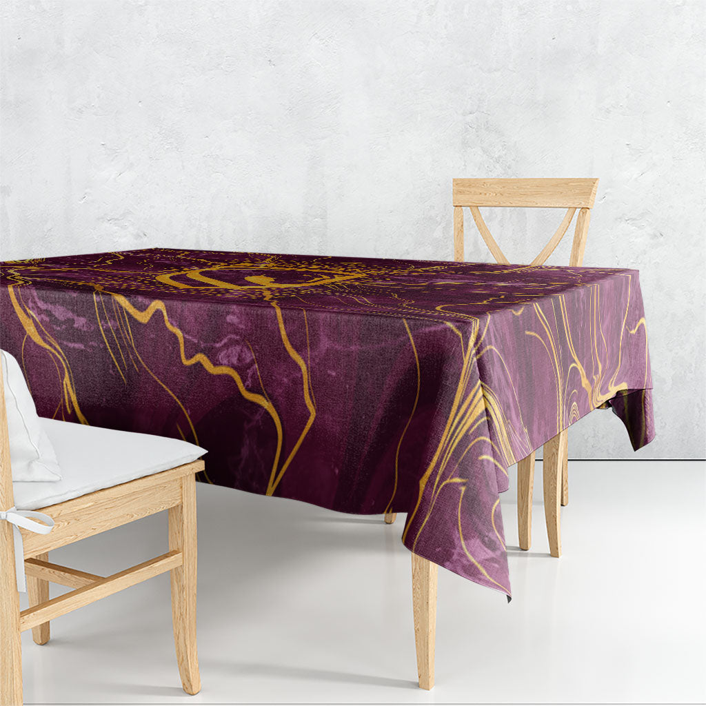 Brisbane Broncos Tablecloth Gold Marble Pattern With Vibrant Topography Lines