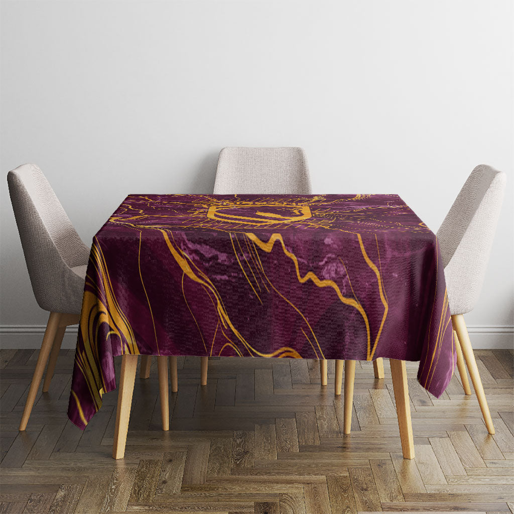 Brisbane Broncos Tablecloth Gold Marble Pattern With Vibrant Topography Lines