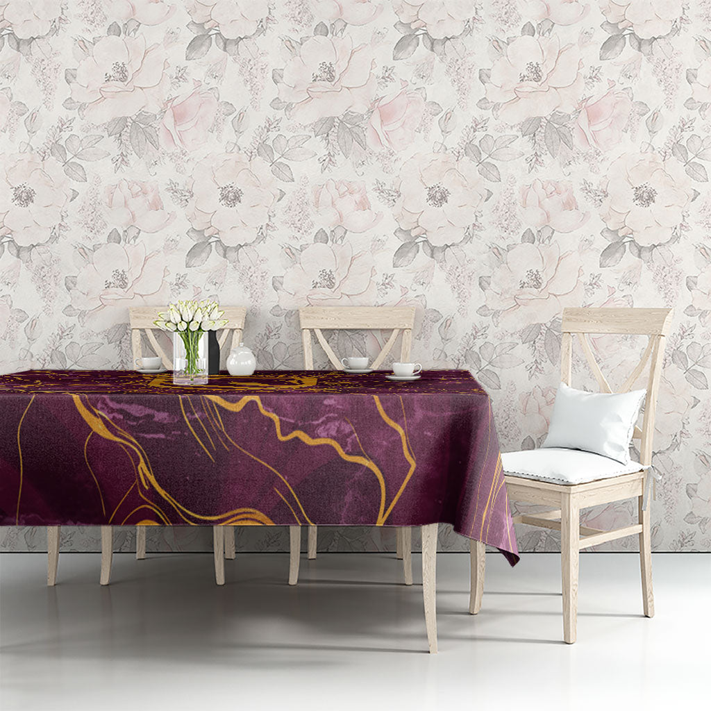 Brisbane Broncos Tablecloth Gold Marble Pattern With Vibrant Topography Lines