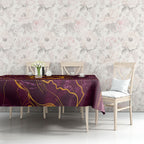 Brisbane Broncos Tablecloth Gold Marble Pattern With Vibrant Topography Lines