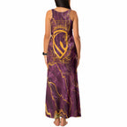 Brisbane Broncos Tank Maxi Dress Gold Marble Pattern With Vibrant Topography Lines