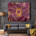 Brisbane Broncos Tapestry Gold Marble Pattern With Vibrant Topography Lines