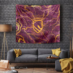 Brisbane Broncos Tapestry Gold Marble Pattern With Vibrant Topography Lines