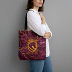 Brisbane Broncos Tote Bag Gold Marble Pattern With Vibrant Topography Lines