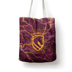 Brisbane Broncos Tote Bag Gold Marble Pattern With Vibrant Topography Lines