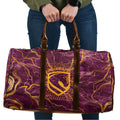 Brisbane Broncos Travel Bag Gold Marble Pattern With Vibrant Topography Lines