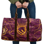 Brisbane Broncos Travel Bag Gold Marble Pattern With Vibrant Topography Lines