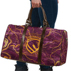 Brisbane Broncos Travel Bag Gold Marble Pattern With Vibrant Topography Lines