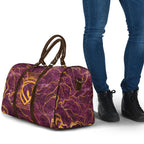 Brisbane Broncos Travel Bag Gold Marble Pattern With Vibrant Topography Lines