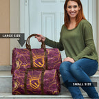Brisbane Broncos Travel Bag Gold Marble Pattern With Vibrant Topography Lines