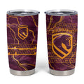 Brisbane Broncos Tumbler Cup Gold Marble Pattern With Vibrant Topography Lines