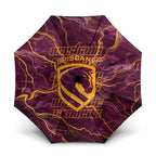 Brisbane Broncos Umbrella Gold Marble Pattern With Vibrant Topography Lines