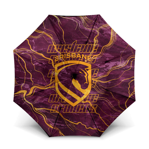 Brisbane Broncos Umbrella Gold Marble Pattern With Vibrant Topography Lines