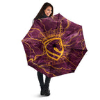 Brisbane Broncos Umbrella Gold Marble Pattern With Vibrant Topography Lines