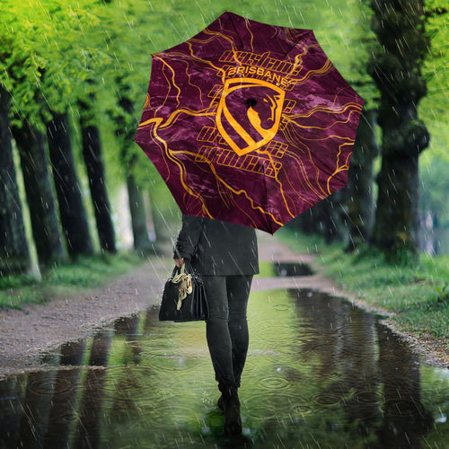 Brisbane Broncos Umbrella Gold Marble Pattern With Vibrant Topography Lines