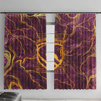 Brisbane Broncos Window Curtain Gold Marble Pattern With Vibrant Topography Lines