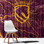 Brisbane Broncos Window Curtain Gold Marble Pattern With Vibrant Topography Lines