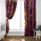 Brisbane Broncos Window Curtain Gold Marble Pattern With Vibrant Topography Lines