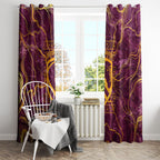 Brisbane Broncos Window Curtain Gold Marble Pattern With Vibrant Topography Lines