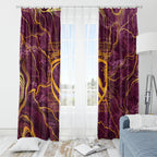 Brisbane Broncos Window Curtain Gold Marble Pattern With Vibrant Topography Lines