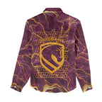 Brisbane Broncos Women Casual Shirt Gold Marble Pattern With Vibrant Topography Lines