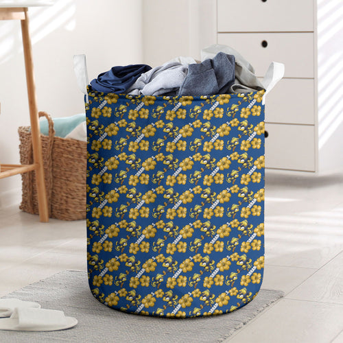 Parramatta Eels Laundry Basket Tropical Hibiscus Floral Seamless Rugby Mascot