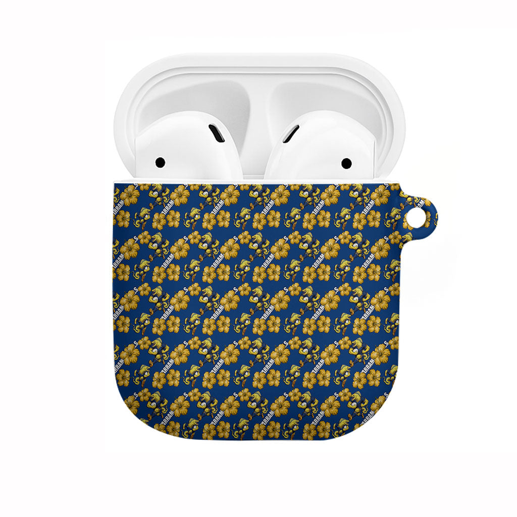 Parramatta Eels AirPods Case Tropical Hibiscus Floral Seamless Rugby Mascot