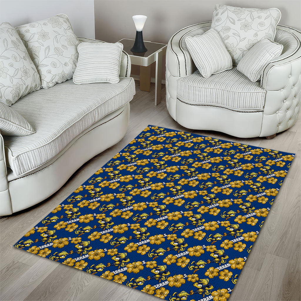Parramatta Eels Area Rug Tropical Hibiscus Floral Seamless Rugby Mascot
