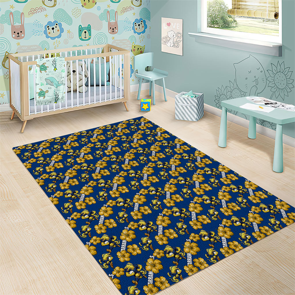 Parramatta Eels Area Rug Tropical Hibiscus Floral Seamless Rugby Mascot