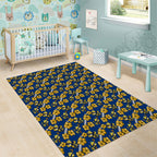 Parramatta Eels Area Rug Tropical Hibiscus Floral Seamless Rugby Mascot