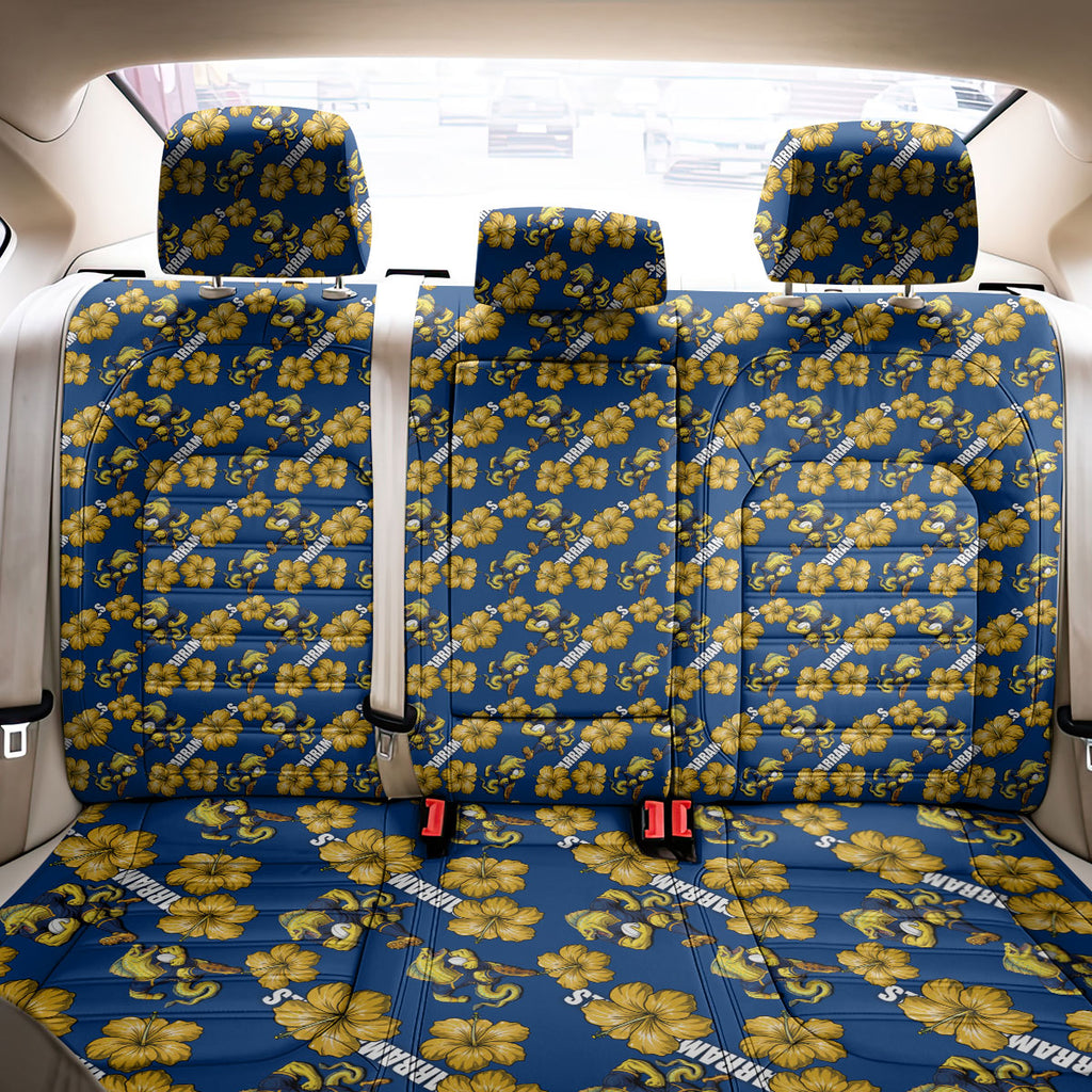 Parramatta Eels Back Car Seat Cover Tropical Hibiscus Floral Seamless Rugby Mascot