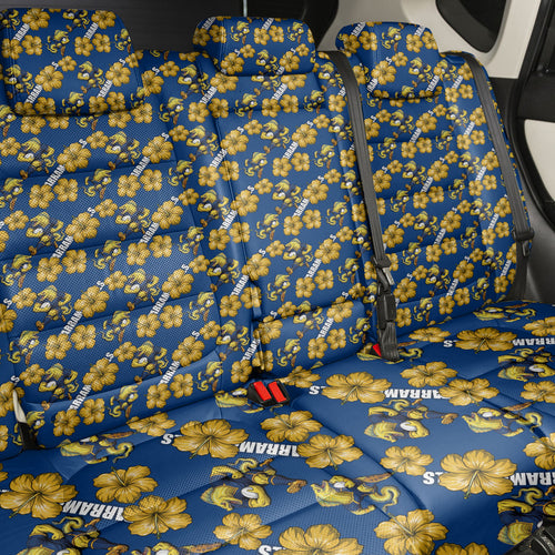 Parramatta Eels Back Car Seat Cover Tropical Hibiscus Floral Seamless Rugby Mascot