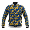 Parramatta Eels Baseball Jacket Tropical Hibiscus Floral Seamless Rugby Mascot