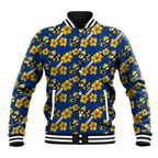 Parramatta Eels Baseball Jacket Tropical Hibiscus Floral Seamless Rugby Mascot