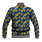 Parramatta Eels Baseball Jacket Tropical Hibiscus Floral Seamless Rugby Mascot