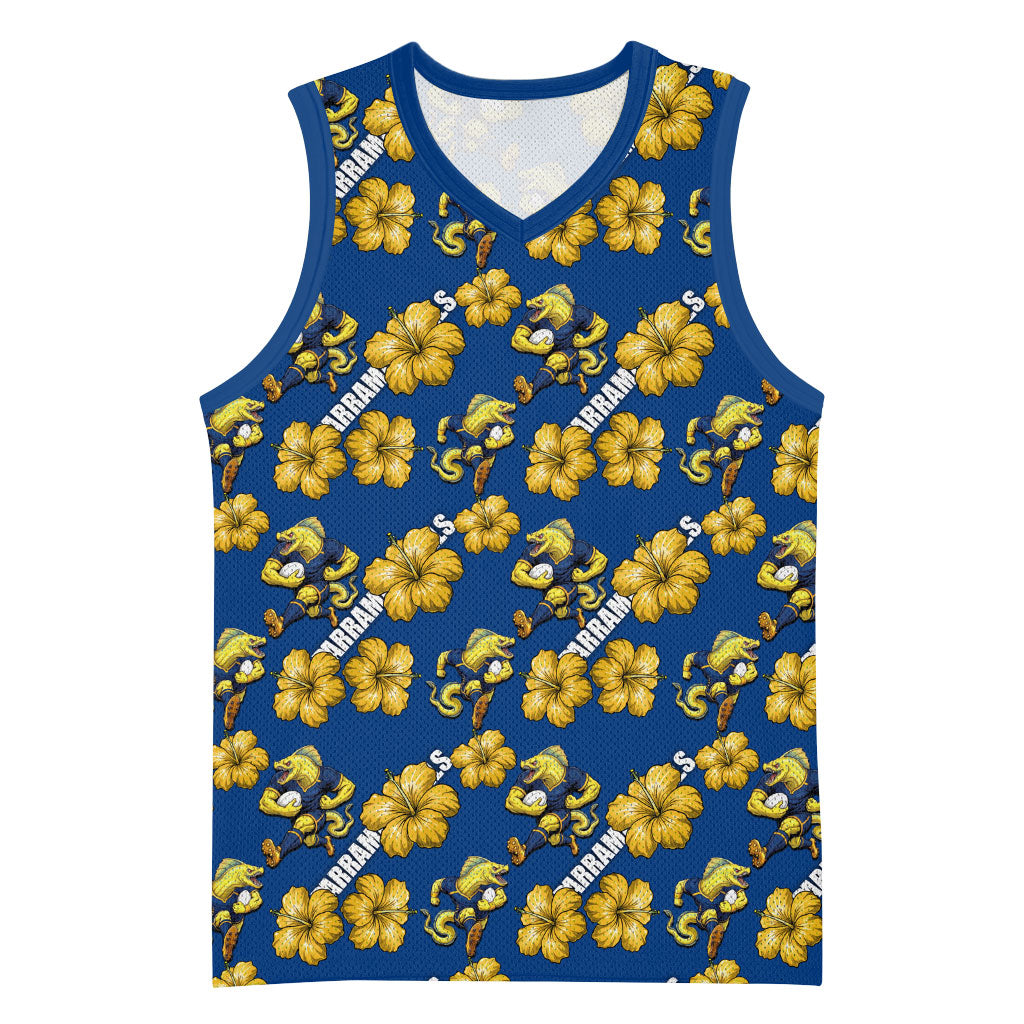 Parramatta Eels Basketball Jersey Tropical Hibiscus Floral Seamless Rugby Mascot