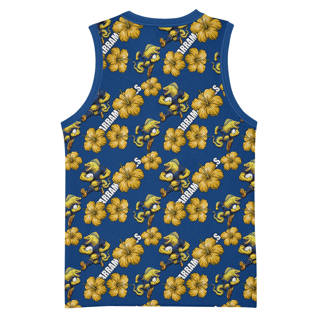 Parramatta Eels Basketball Jersey Tropical Hibiscus Floral Seamless Rugby Mascot