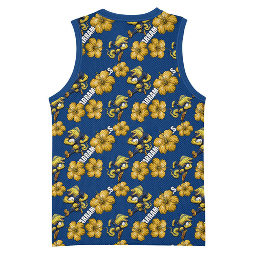 Parramatta Eels Basketball Jersey Tropical Hibiscus Floral Seamless Rugby Mascot