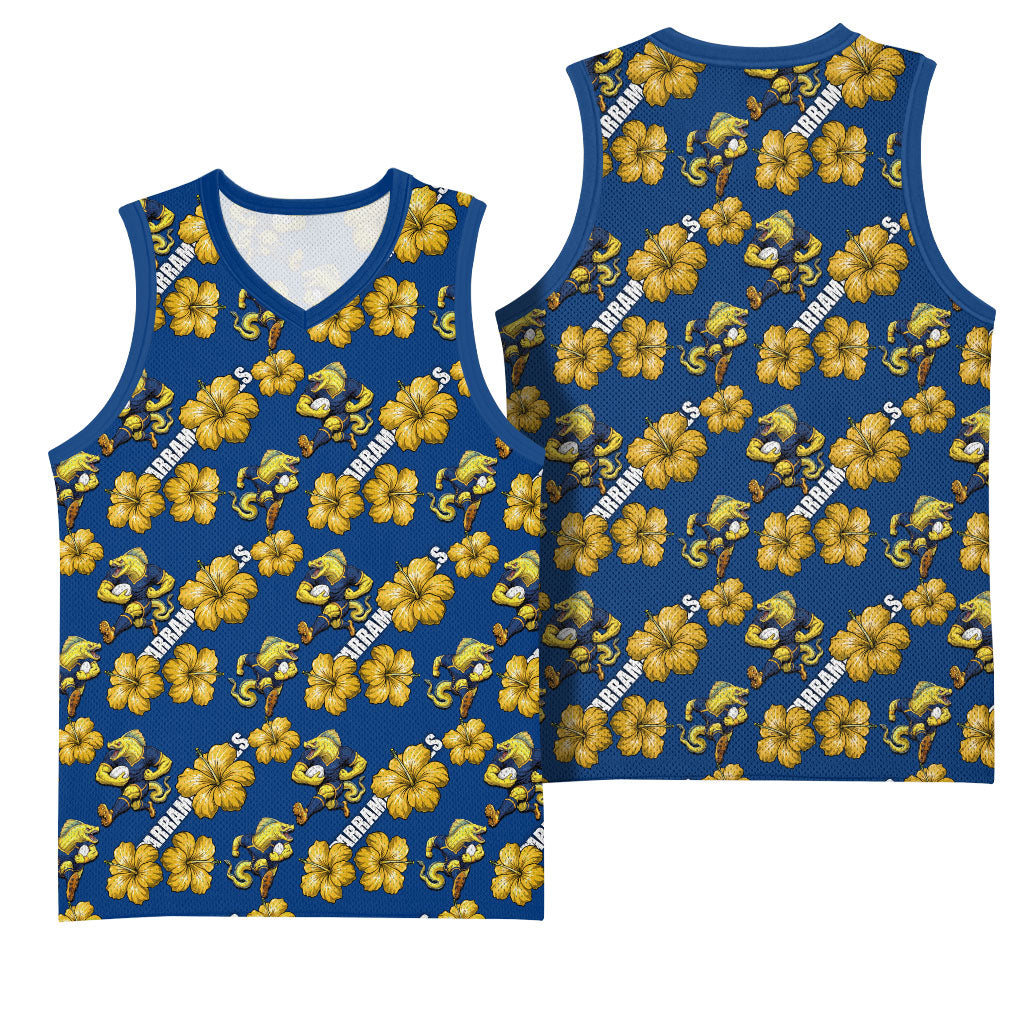 Parramatta Eels Basketball Jersey Tropical Hibiscus Floral Seamless Rugby Mascot