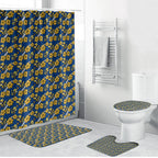 Parramatta Eels Bathroom Set Tropical Hibiscus Floral Seamless Rugby Mascot