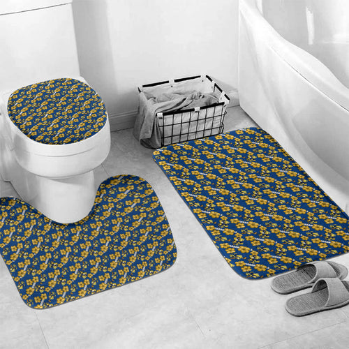 Parramatta Eels Bathroom Set Tropical Hibiscus Floral Seamless Rugby Mascot