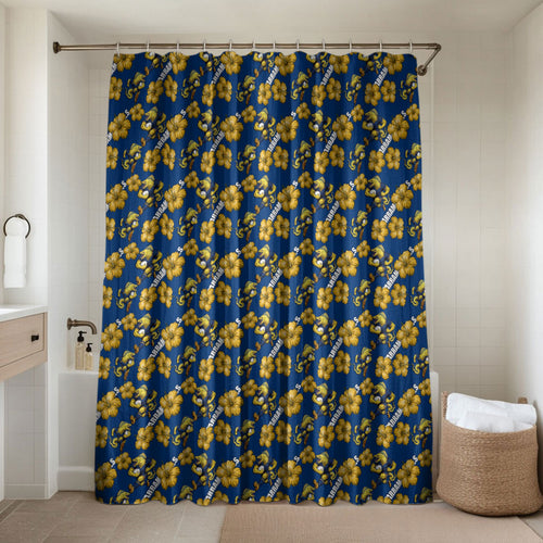Parramatta Eels Bathroom Set Tropical Hibiscus Floral Seamless Rugby Mascot