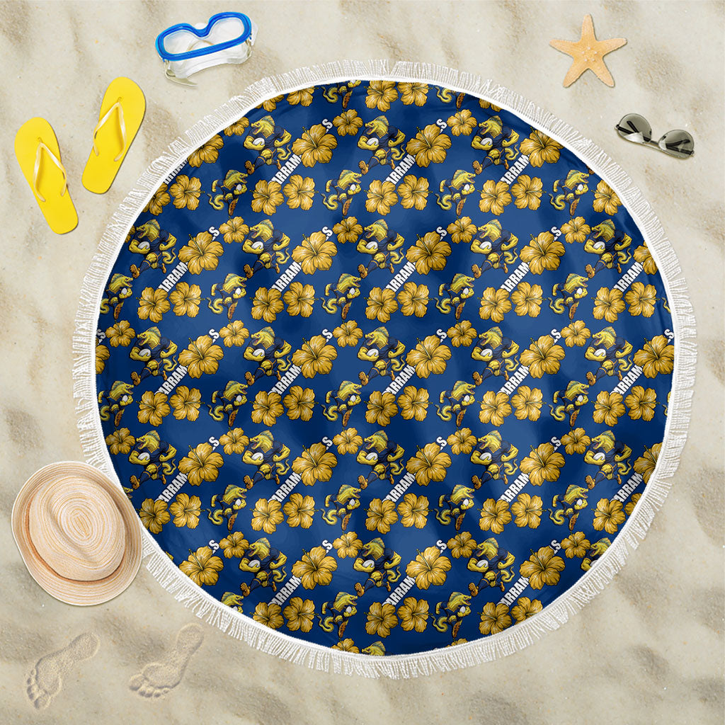 Parramatta Eels Beach Blanket Tropical Hibiscus Floral Seamless Rugby Mascot