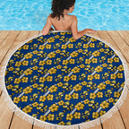 Parramatta Eels Beach Blanket Tropical Hibiscus Floral Seamless Rugby Mascot