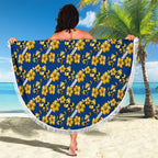 Parramatta Eels Beach Blanket Tropical Hibiscus Floral Seamless Rugby Mascot