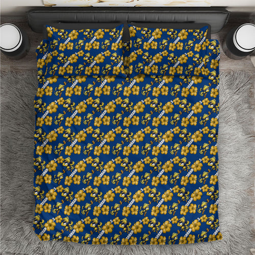 Parramatta Eels Bedding Set Tropical Hibiscus Floral Seamless Rugby Mascot