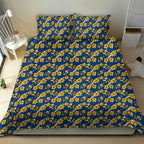 Parramatta Eels Bedding Set Tropical Hibiscus Floral Seamless Rugby Mascot